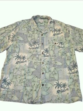 Boca Classics Island Wear XXL Silk Aloha Shirt Sage Palm Leaf